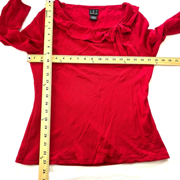 NWOT INC International Concepts Red Long Sleeve Top with Bow SZ L - Picture 5 of 7